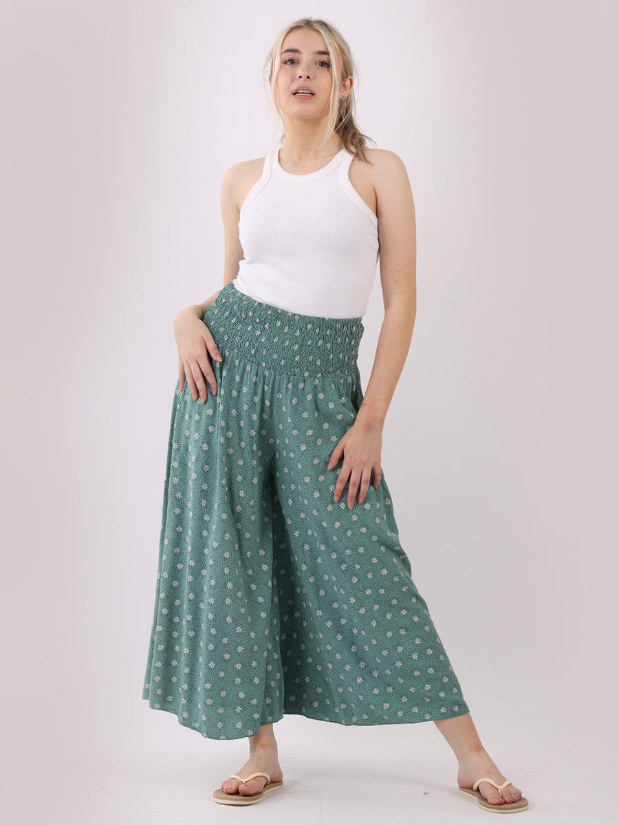 Ditsy Floral Shirred Waist Band Palazzo