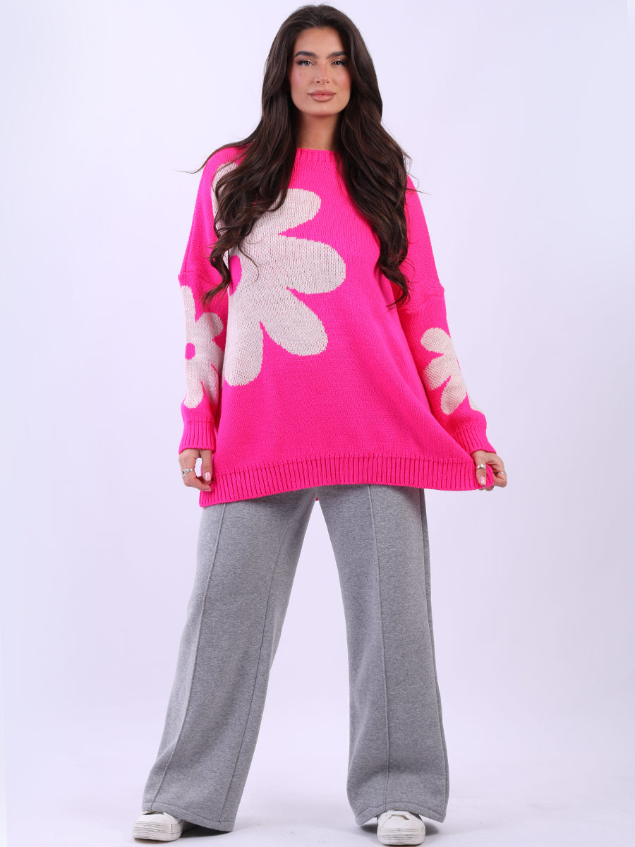 Oversized Wool Knitted Jumper Fuchsia