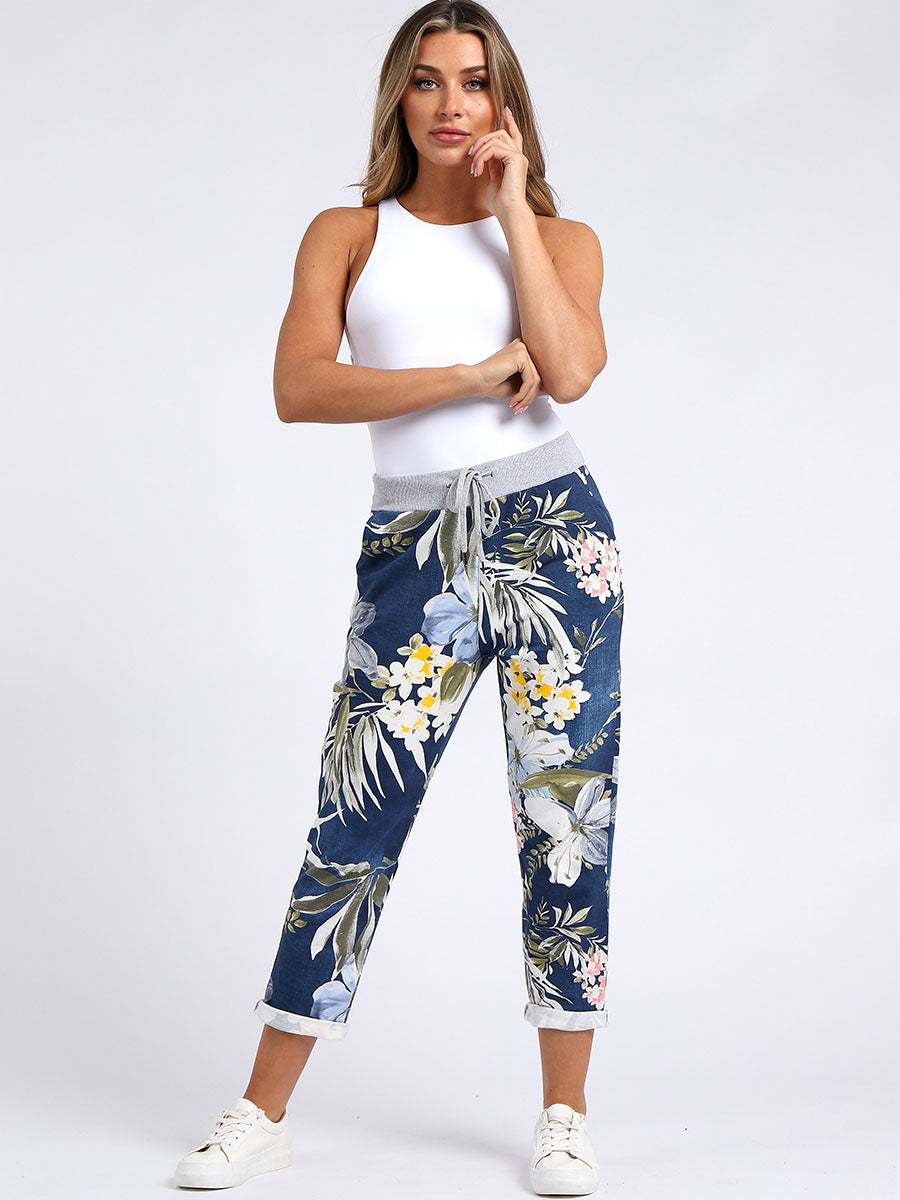 Stylish Floral Print Women Cotton Joggers