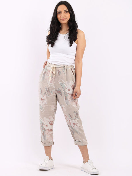 Floral Print Ladies Linen Trouser