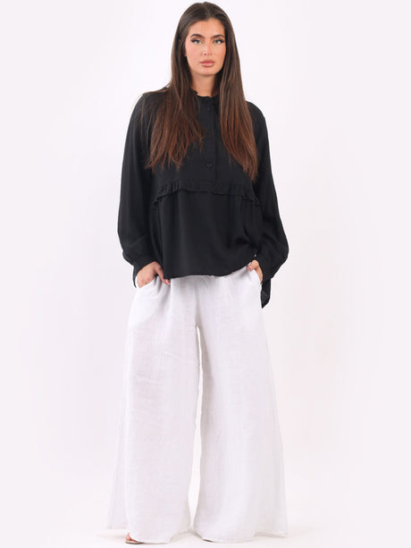 Ruffle Peplum Top Black