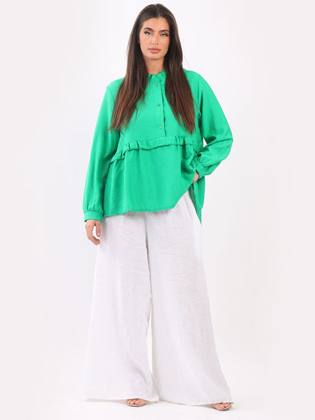 Ruffle Peplum Top Green