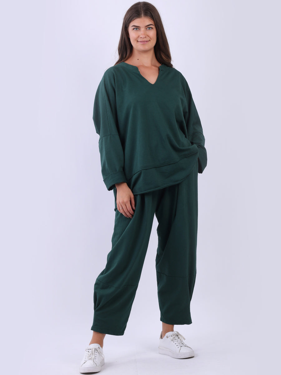 Cotton Baggy Tunic Top Bottle Green