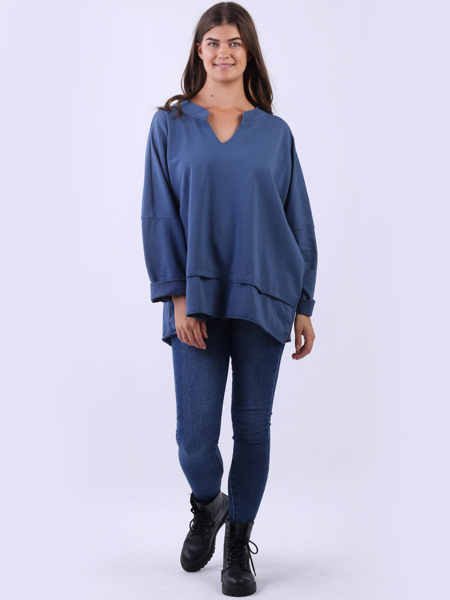 Cotton Baggy Tunic Top Denim