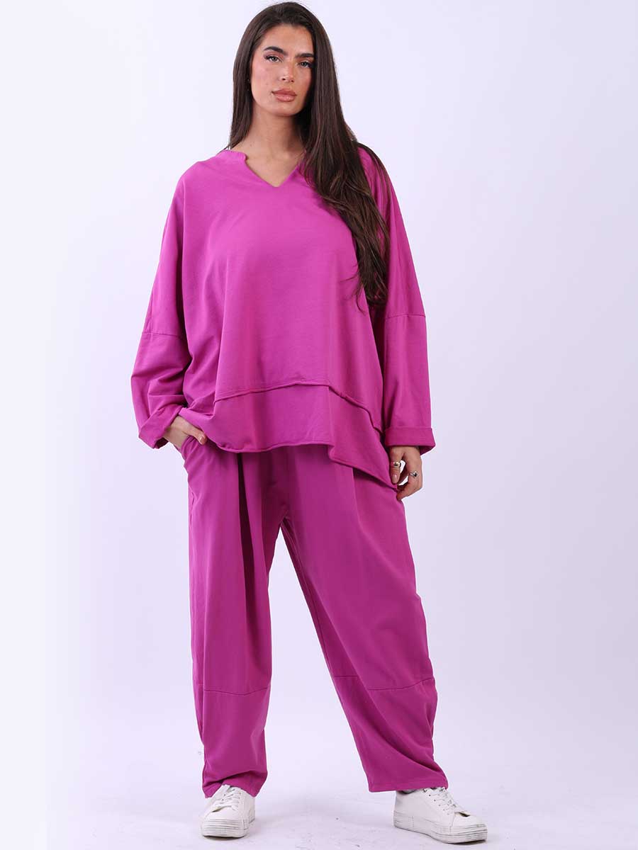 Cotton Baggy Tunic Top Fuchsia