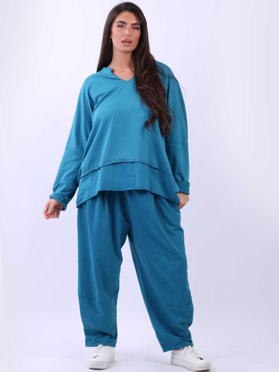 Cotton Baggy Tunic Top Teal