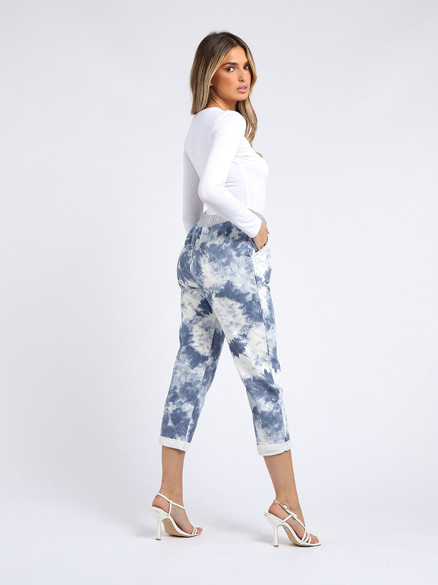 Cotton Tie And Dye Print Ladies Plus Size Pant