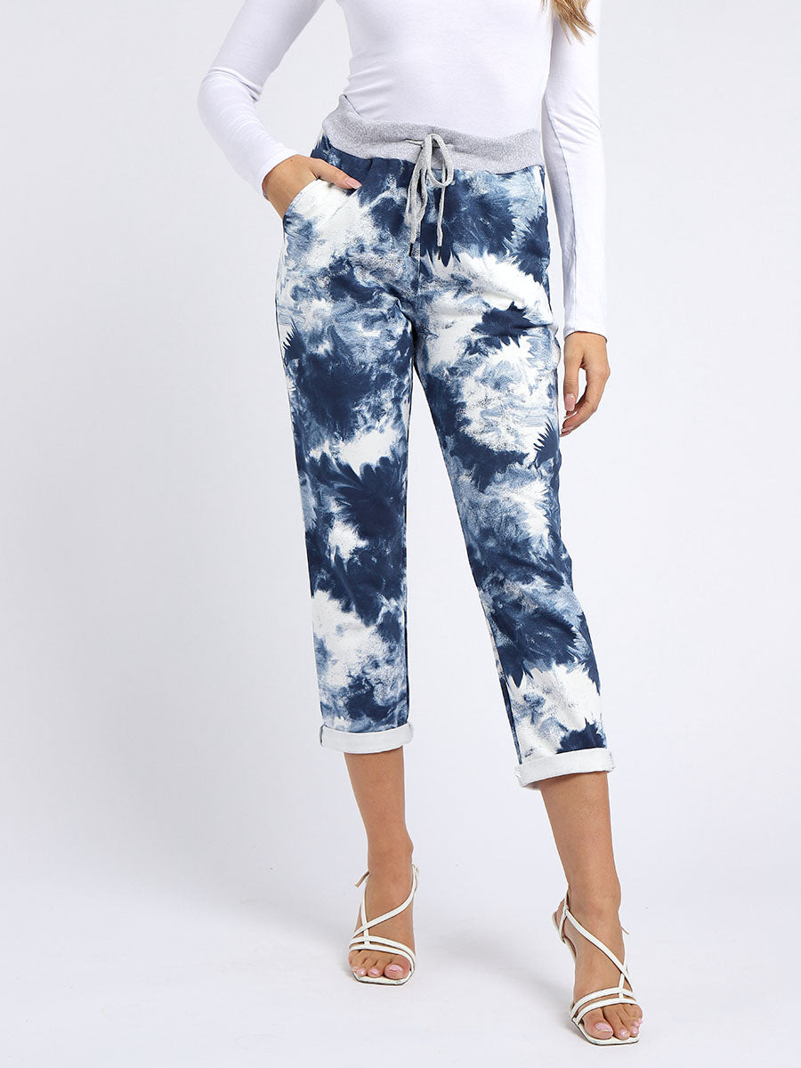 Cotton Tie And Dye Print Ladies Plus Size Pant