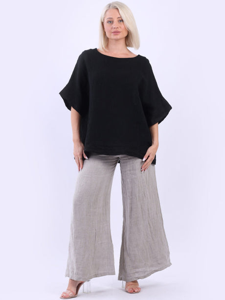Vintage Wash Linen Top Black