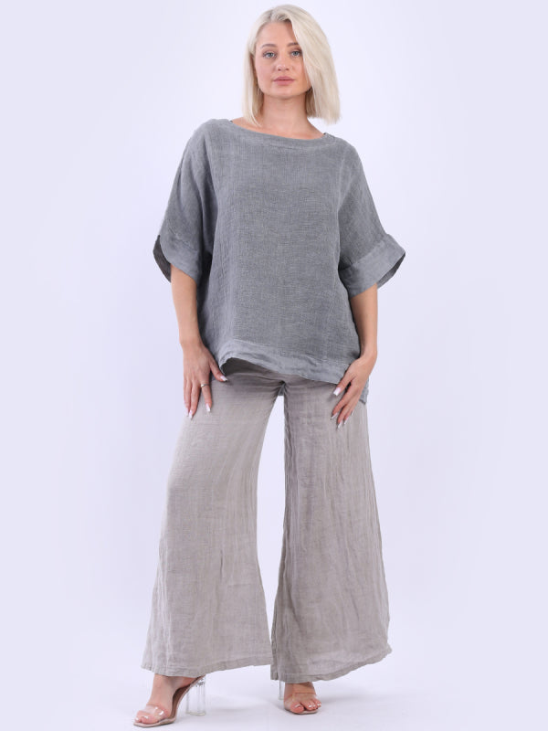 Vintage Wash Linen Top Charcoal