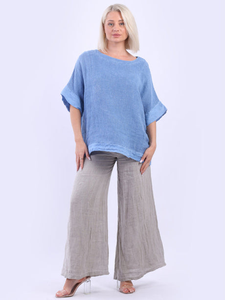 Vintage Wash Linen Top Denim