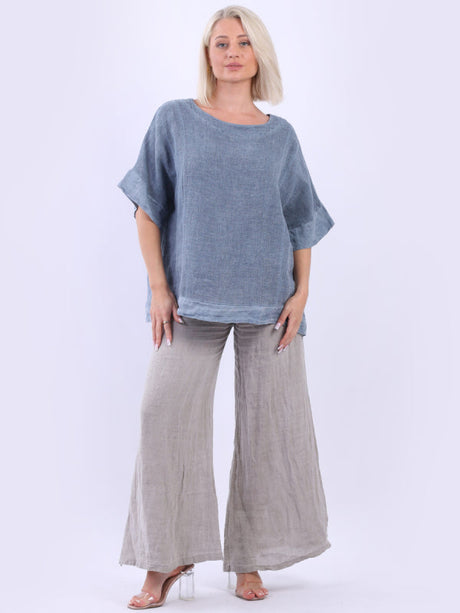 Vintage Wash Linen Top Navy