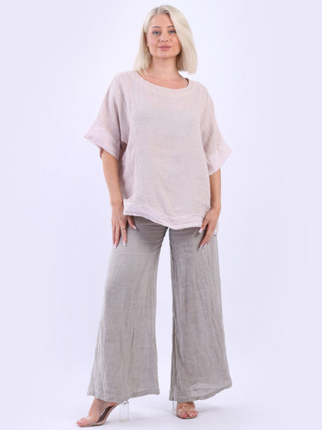 Vintage Wash Linen Top Pink