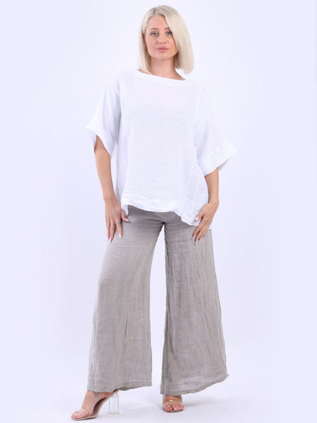 Vintage Wash Linen Top White