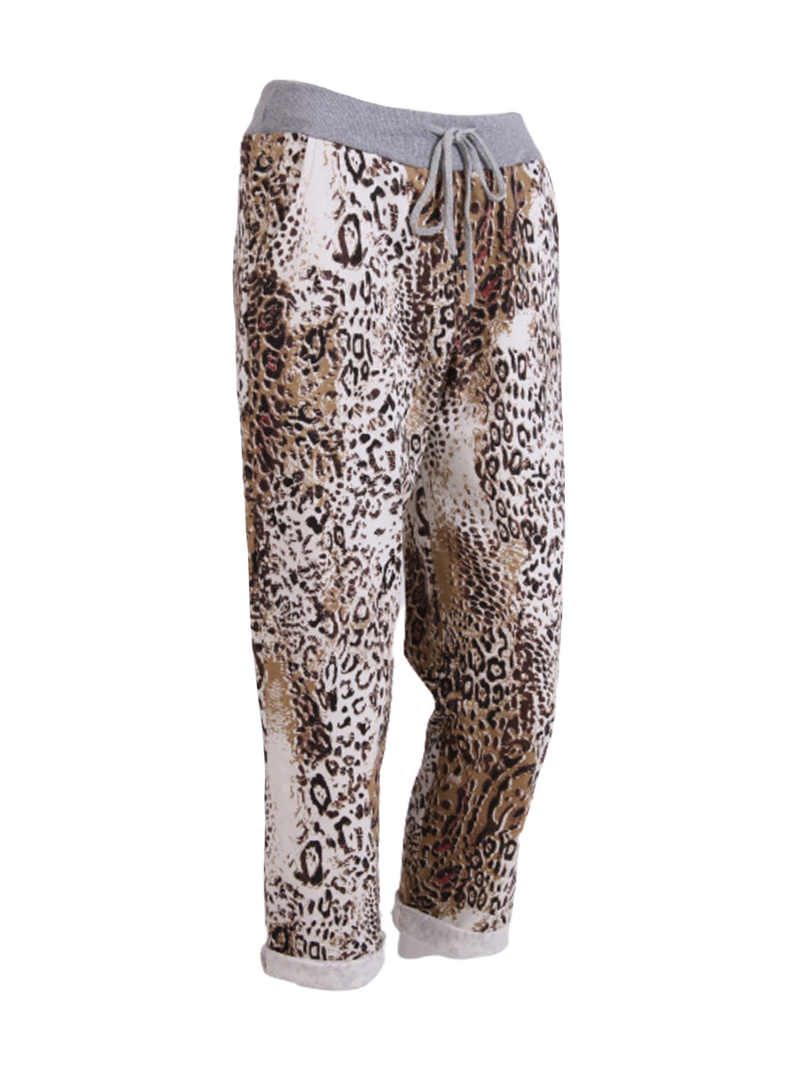 Women Cotton Leopard Print Relaxed Fit Pants /Joggers