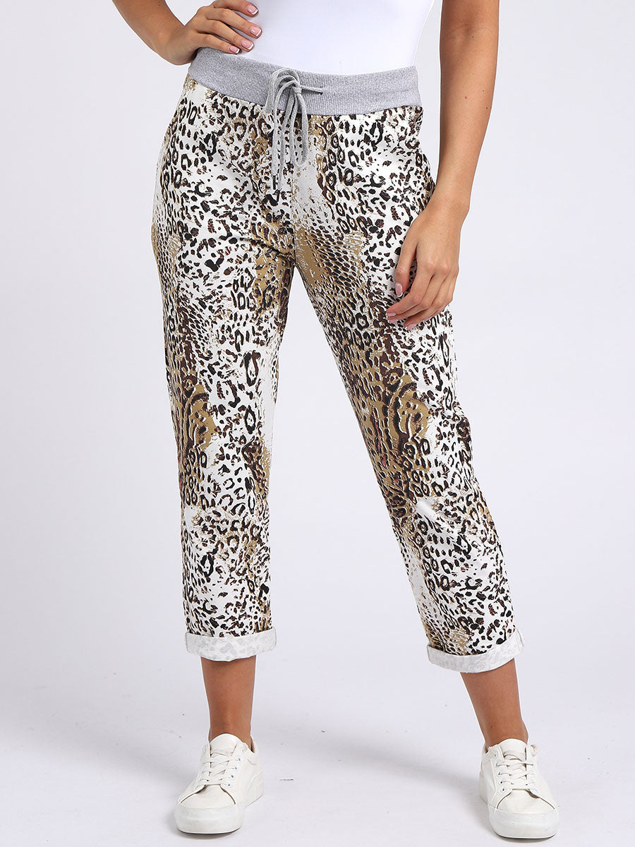 Women Cotton Leopard Print Relaxed Fit Pants /Joggers