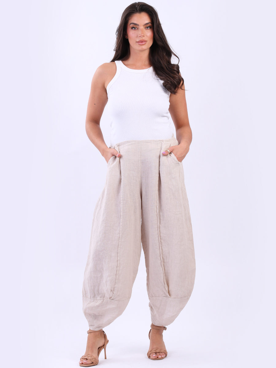 Solid Linen Trouser Beige