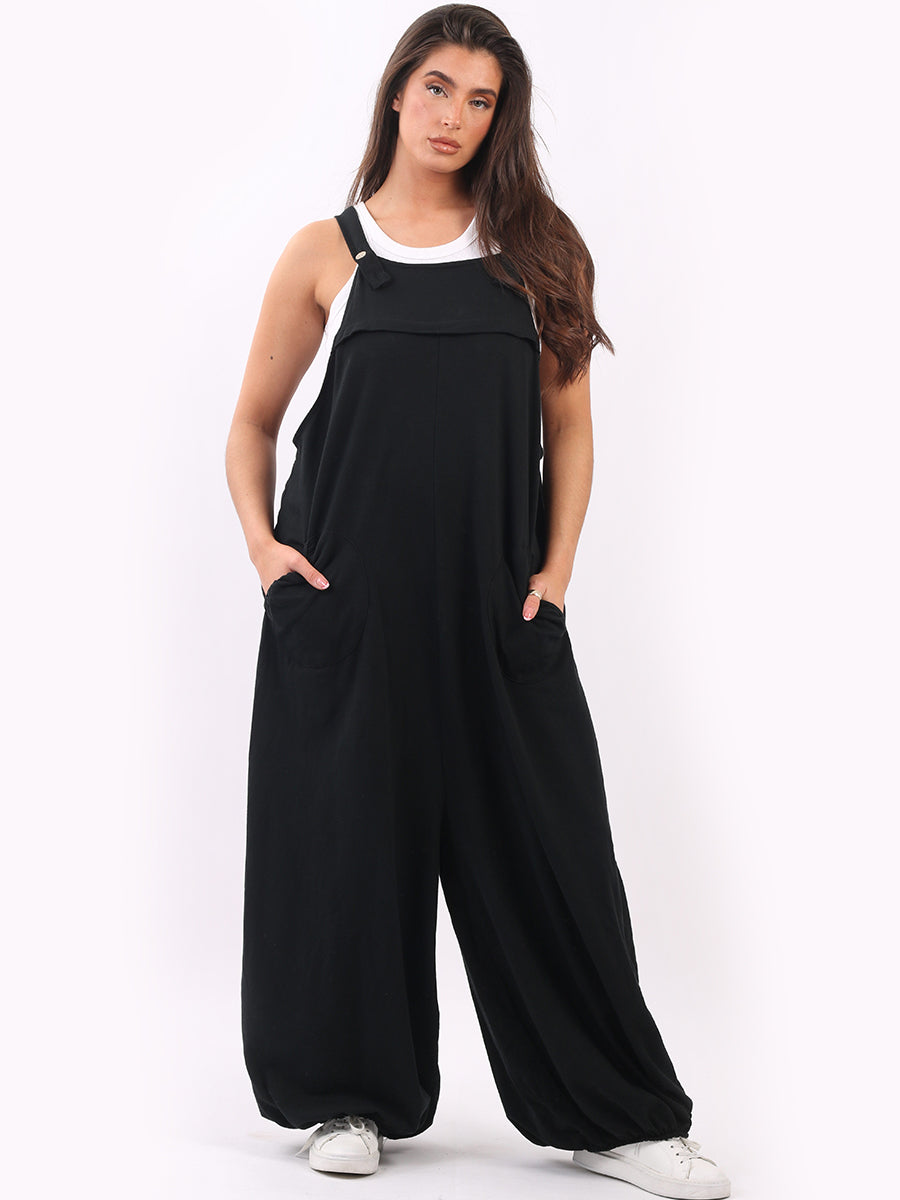 Lagenlook Cotton Jumpsuit Black
