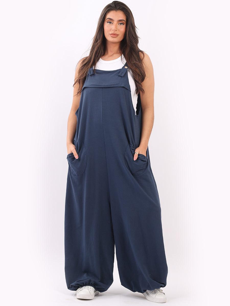 Lagenlook Cotton Jumpsuit Navy