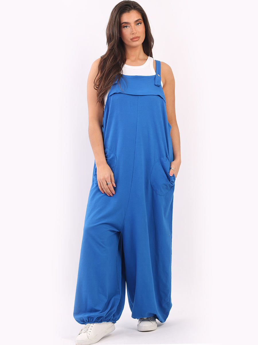 Lagenlook Cotton Jumpsuit Royal Blue