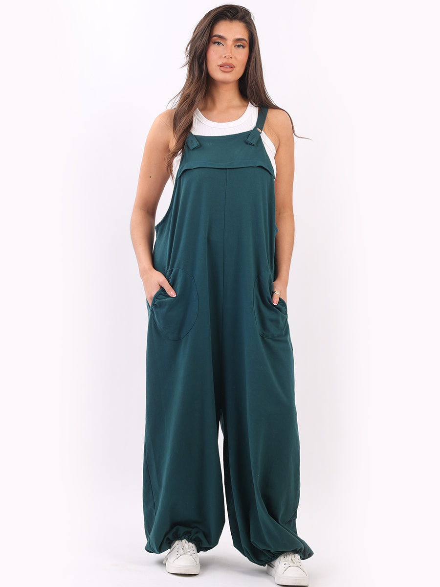 Lagenlook Cotton Jumpsuit Teal