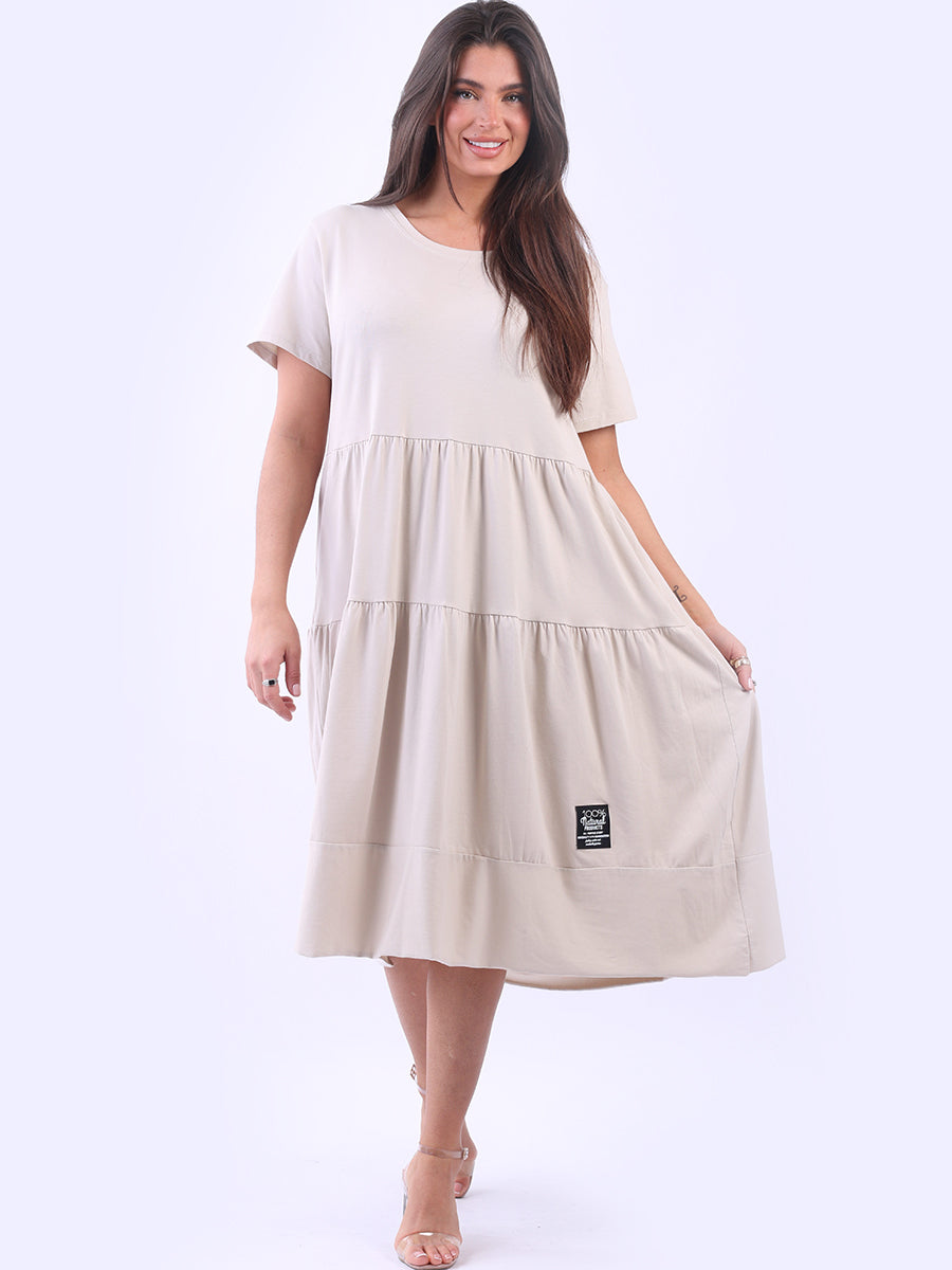 Oversized Tiered Dress Beige