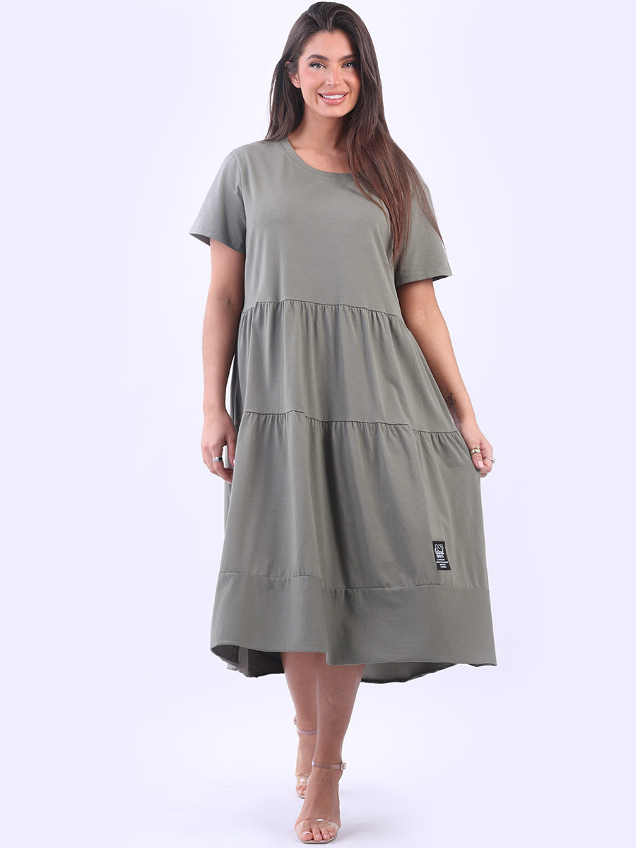 Oversized Tiered Dress Khaki