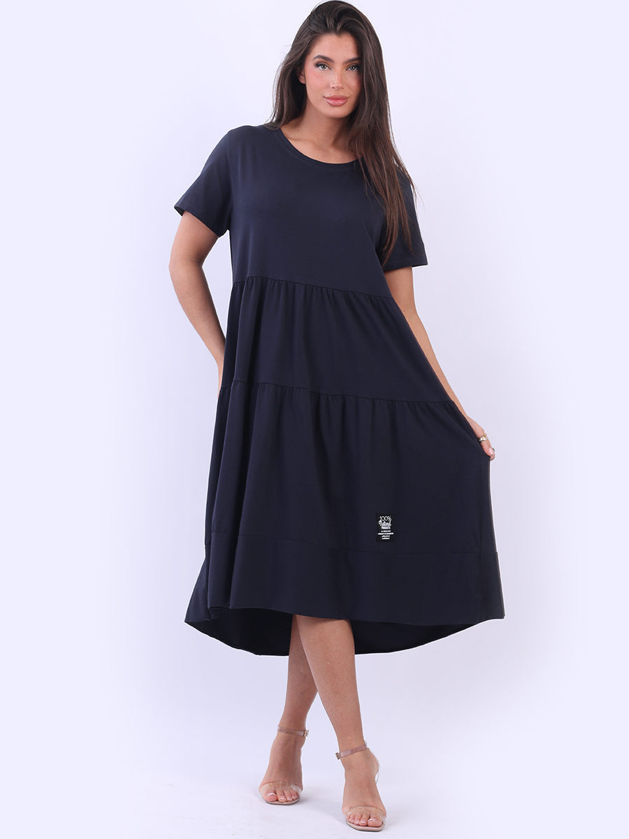 Oversized Tiered Dress Navy