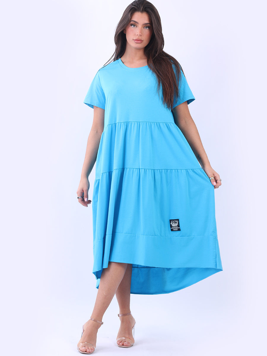 Oversized Tiered Dress Turquoise