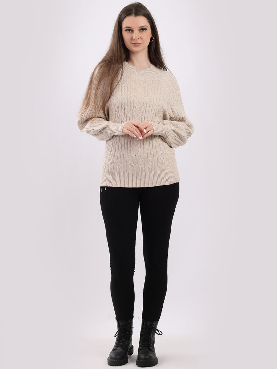Plain Cable Knit Ribbed Lagenlook Crop Top