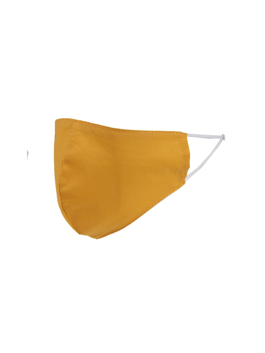 Made In Italy Plain Cotton Face Masks-Mustard