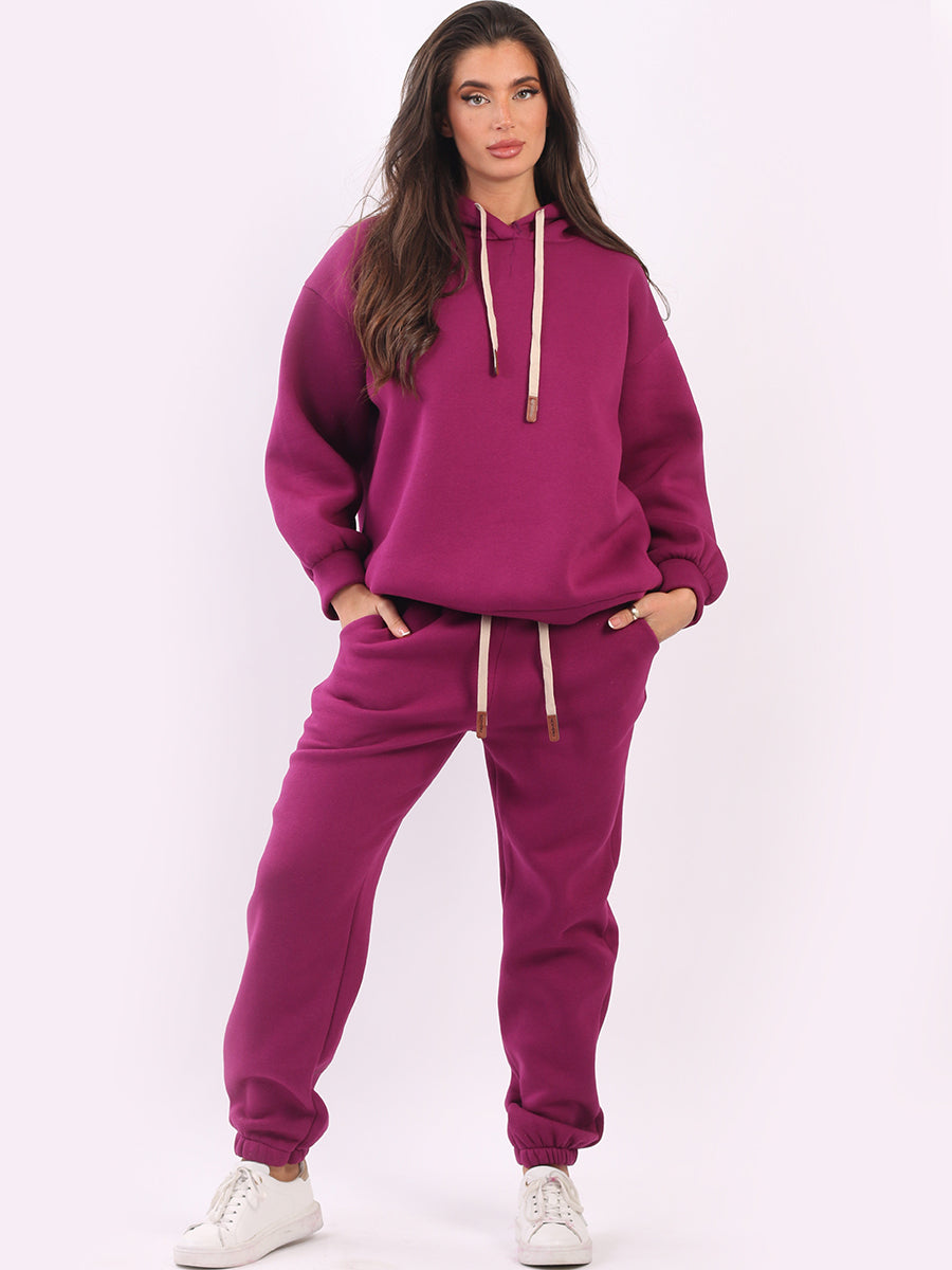 Plain Cotton Women Boxy Fleece Hooded Top