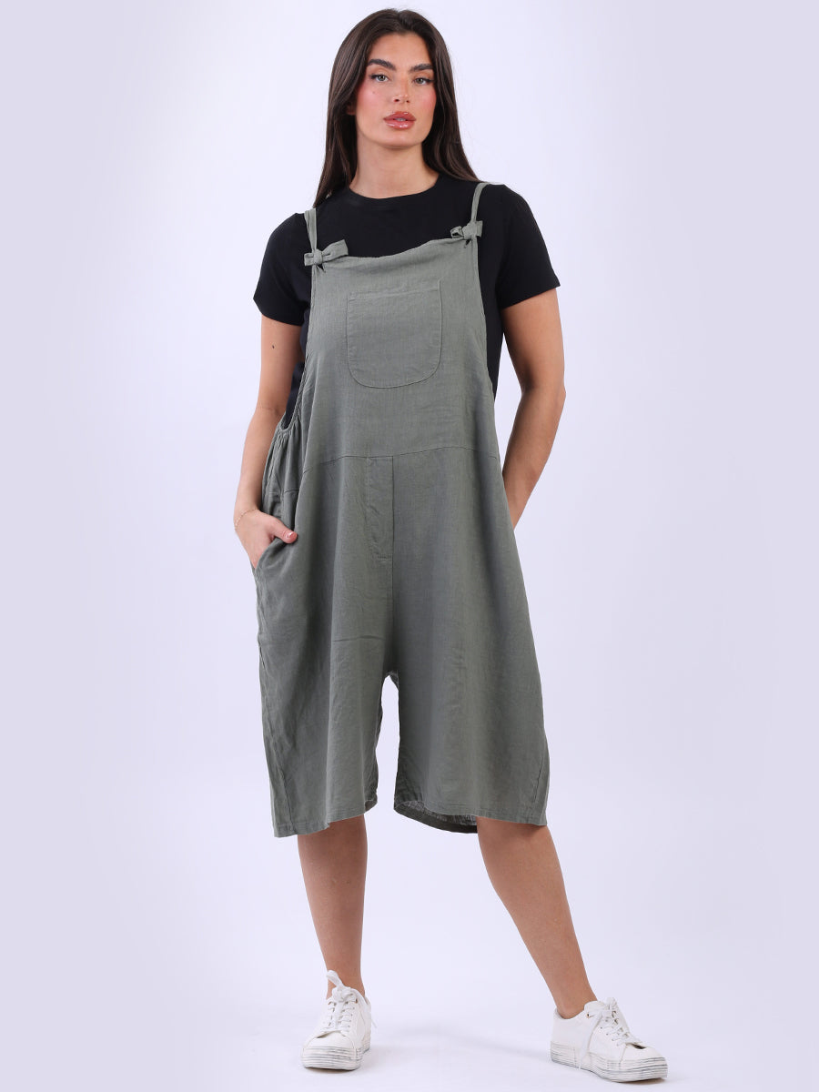 Linen Knotted Straps Playsuit