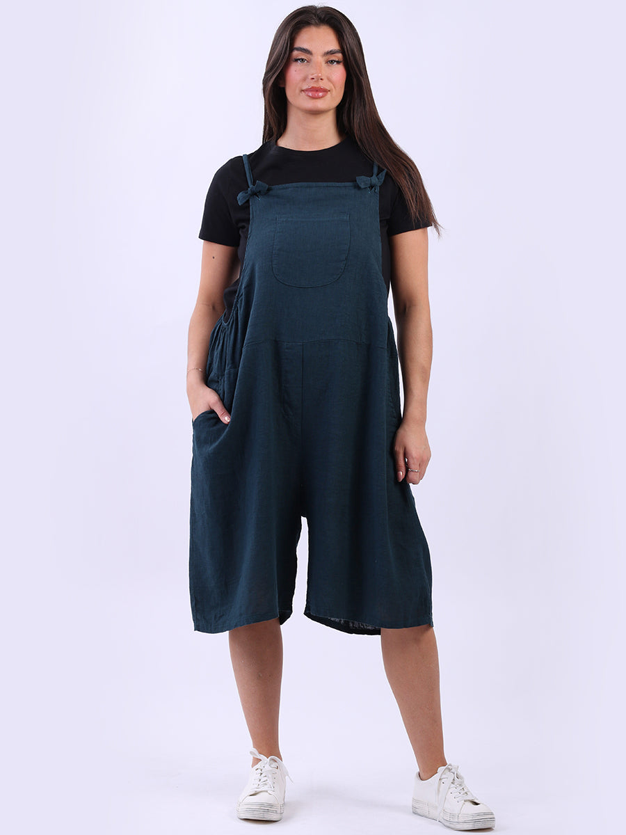 Plain Linen Playsuit Teal