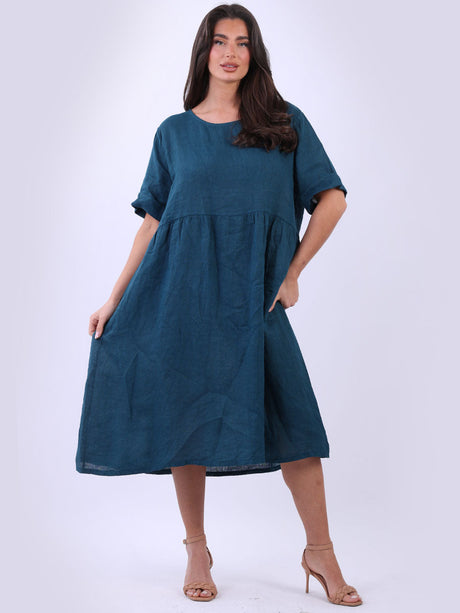 Linen Plus Size Dress teal