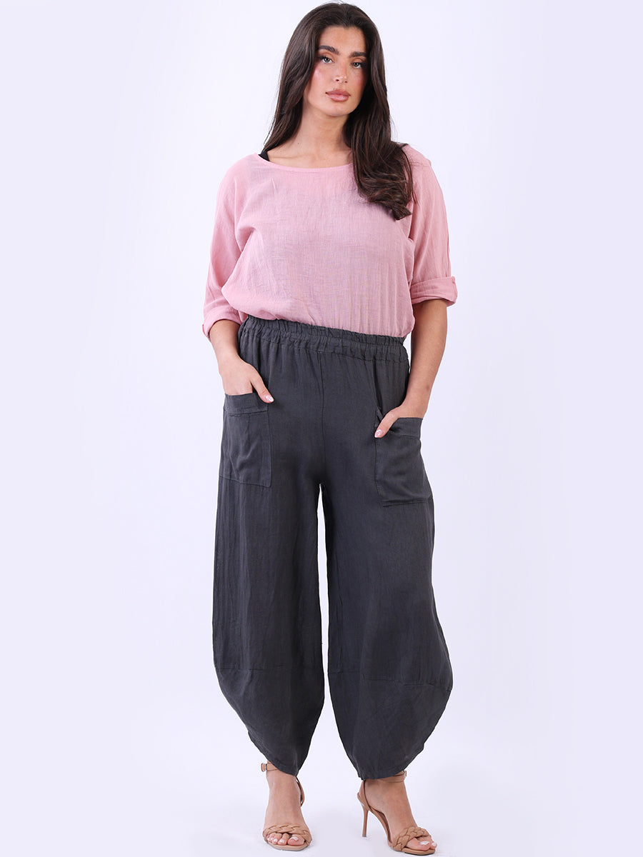 Linen Loose Trouser Charcoal