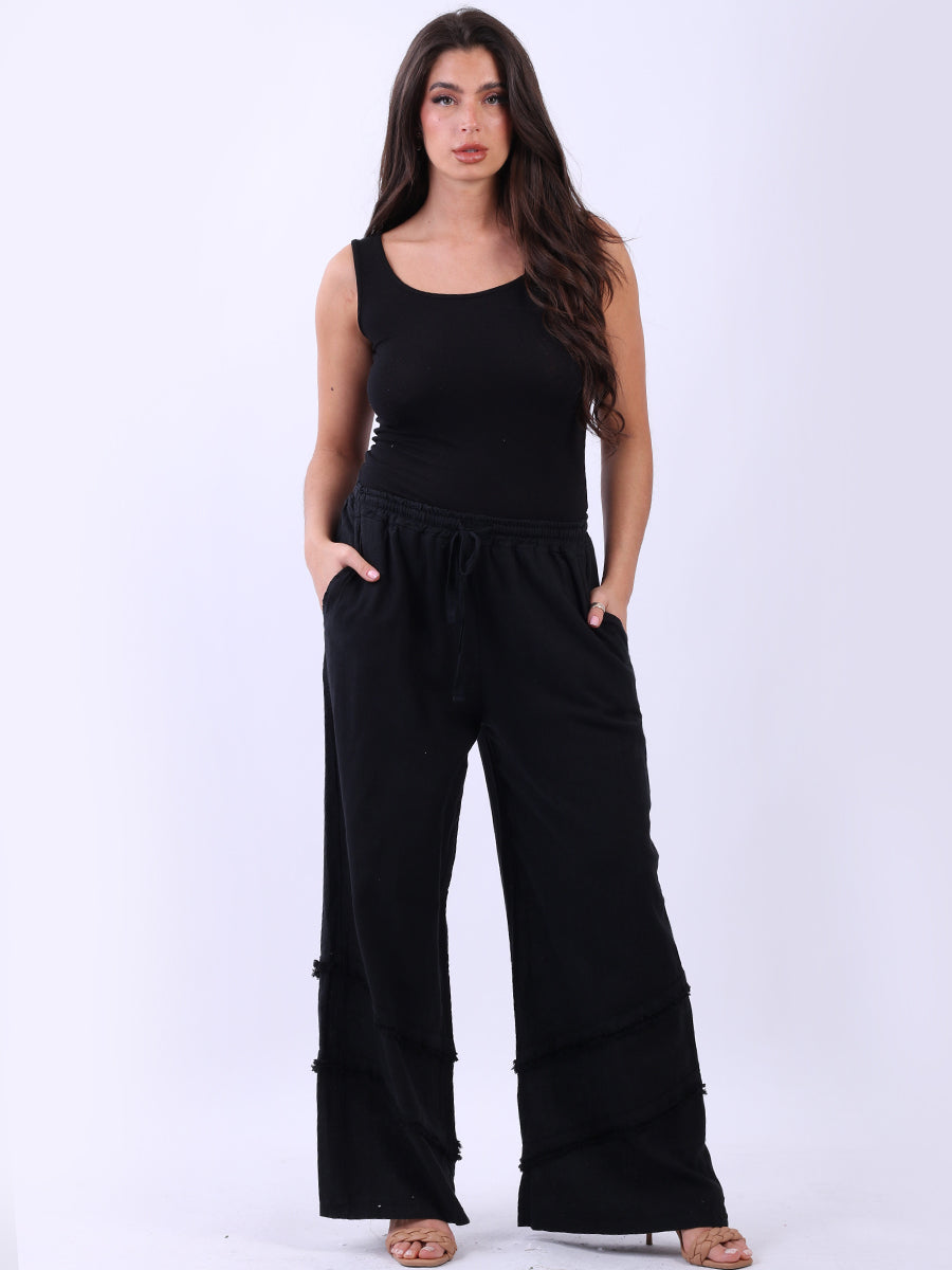 Linen Wide Leg Pant Black