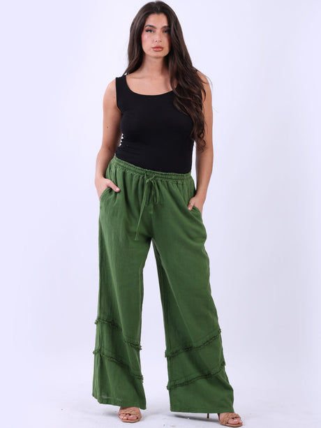 Linen Wide Leg Pant Green
