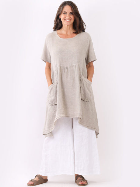 Vintage Wash Linen Midi Dress