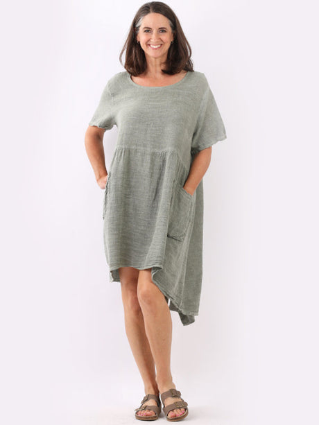 Vintage Wash Linen Midi Dress