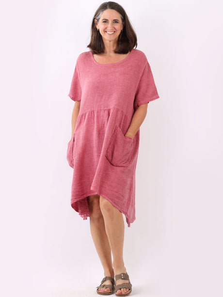 Vintage Wash Linen Midi Dress