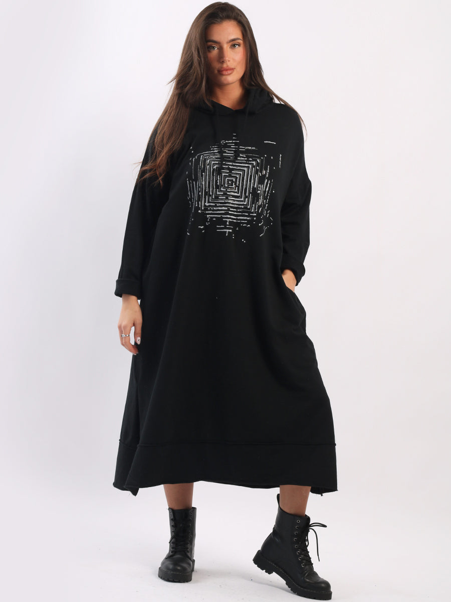 Oversized Sequin Dress Black