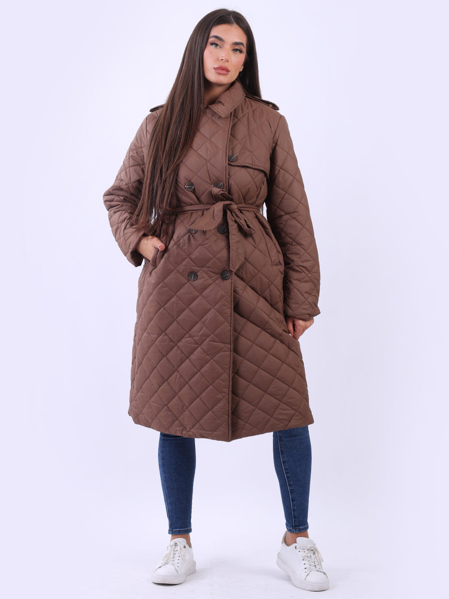 Plus Size Double Breast Padded Jacket Chocolate