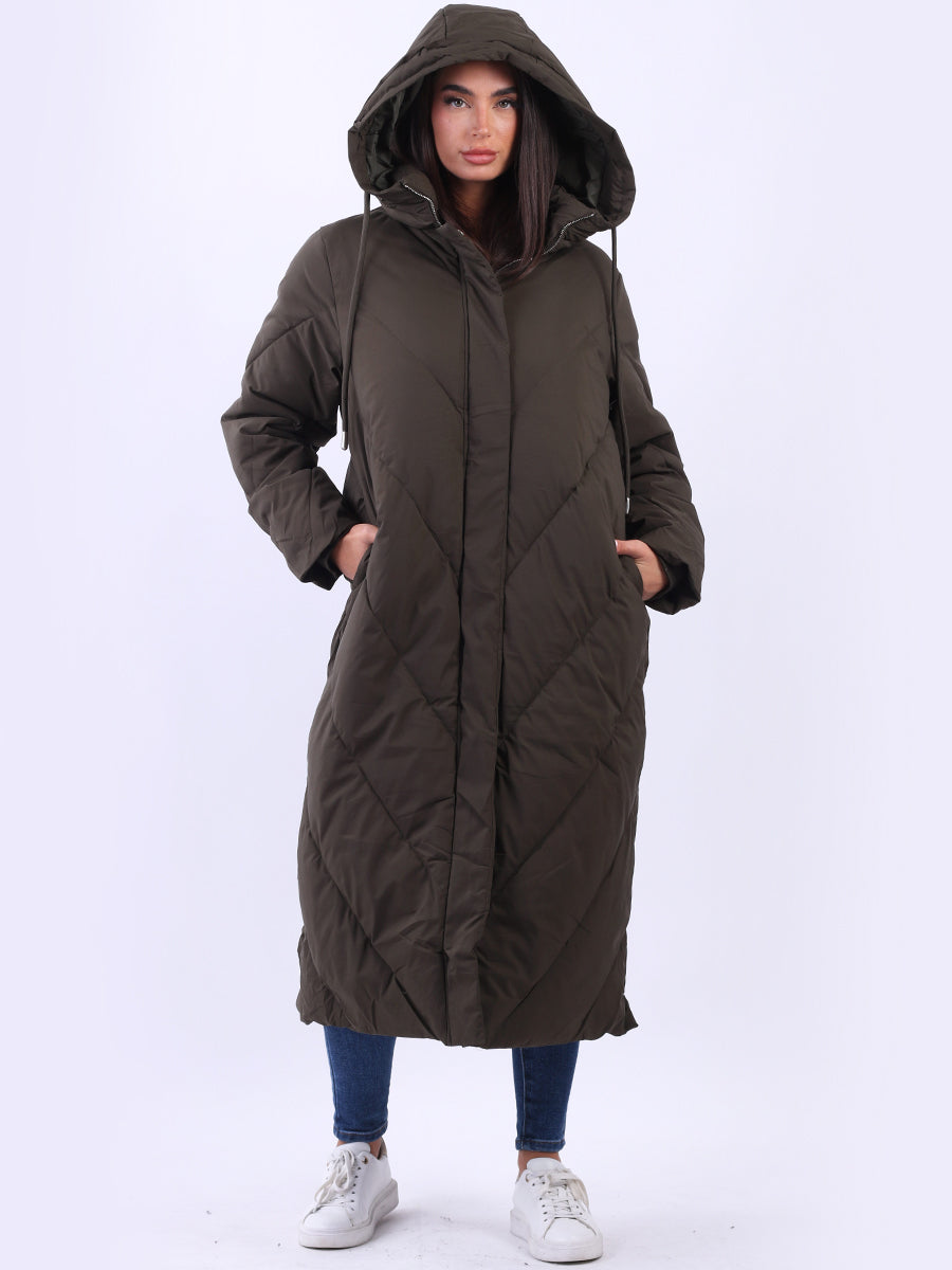 Plus Size Hooded Puffer Jacket Khaki