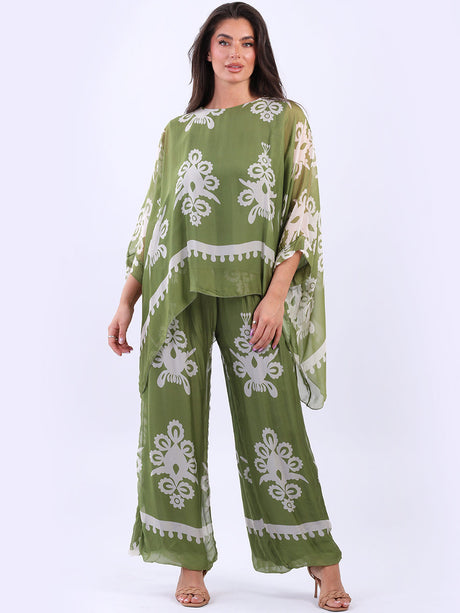 Batwing Silk Tunic Top Olive