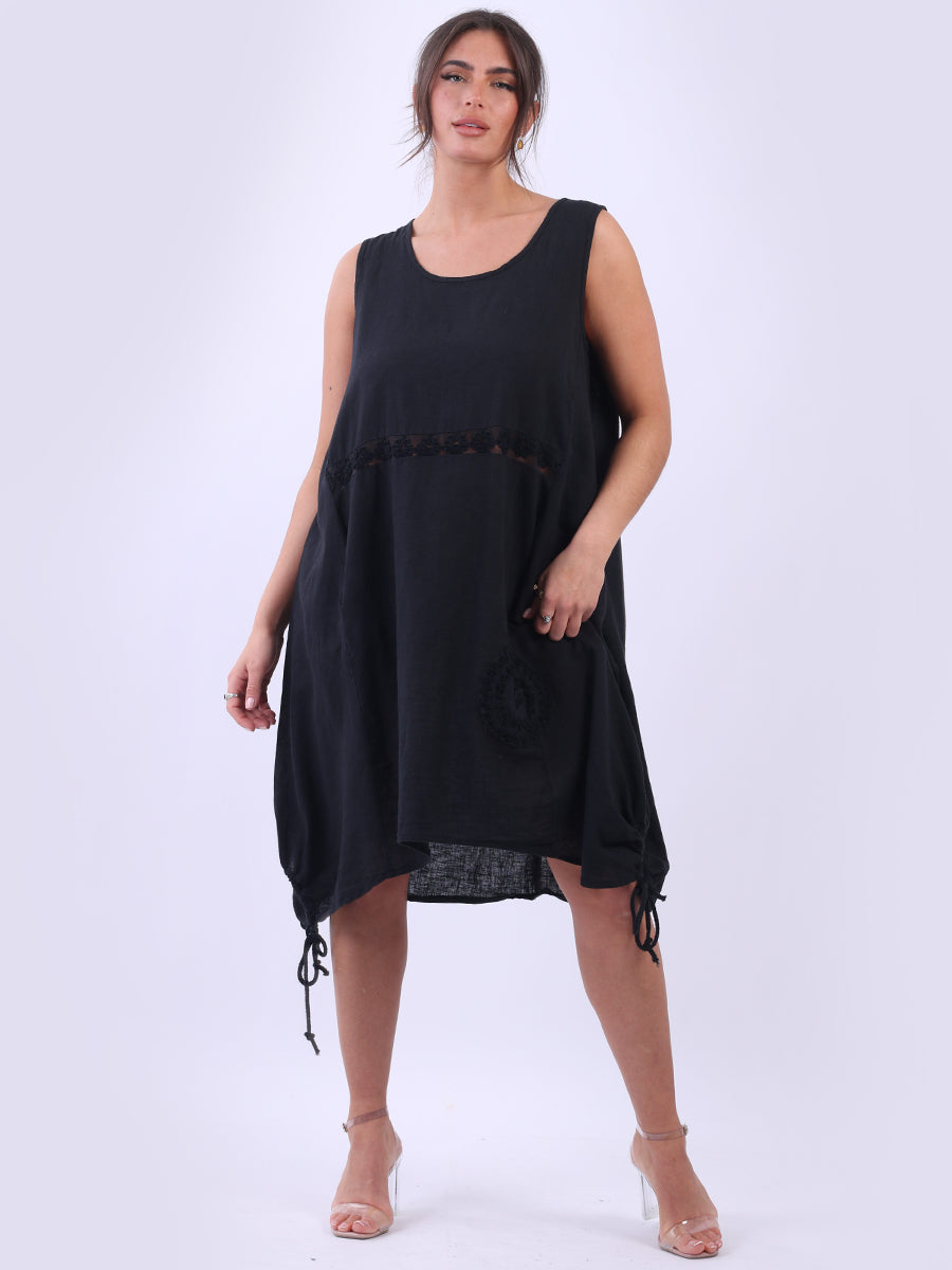 Sleeveless Linen Tank Dress Black