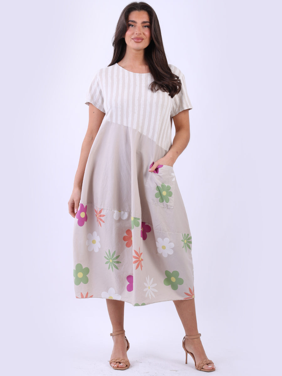 Women Cotton Dress Beige