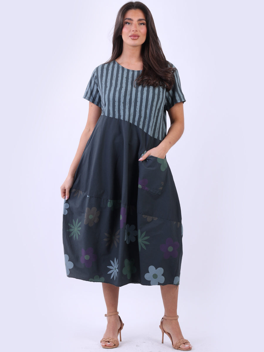 Women Cotton Dress Charcoal