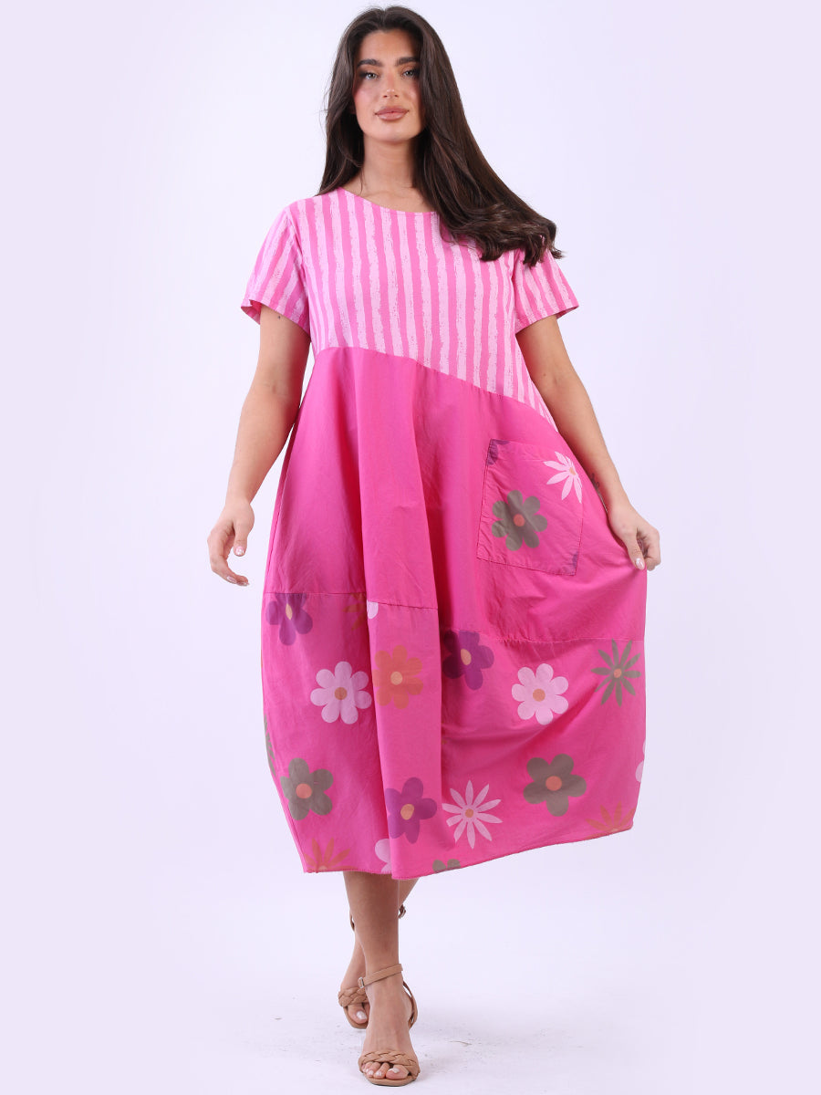 Women Cotton Dress Fuchsia