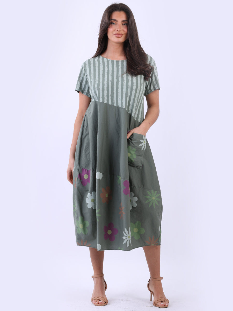 Women Cotton Dress Khaki